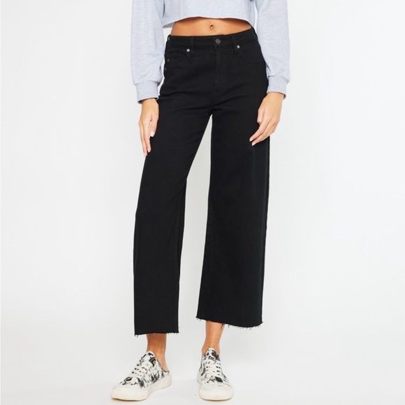 KanCan Denim - Kan Can Wide Leg Cropped Denim, Black